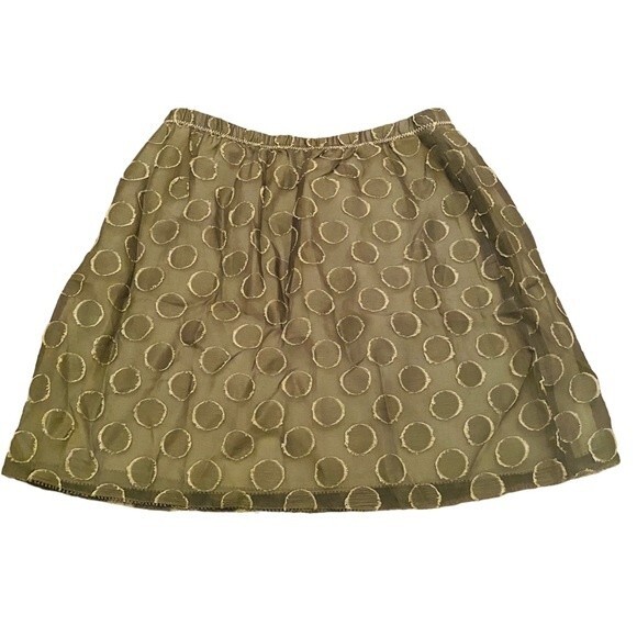 J Crew Womens 00 Army Green Textured Polka-dot Silk and Linen Pull on Mini Skirt - Picture 2 of 6